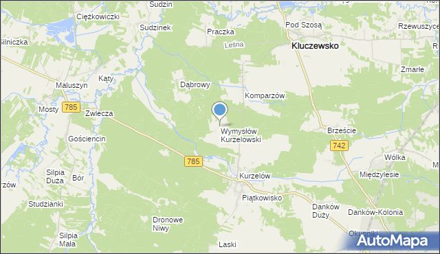 mapa Wymysłów Kurzelowski, Wymysłów Kurzelowski na mapie Targeo